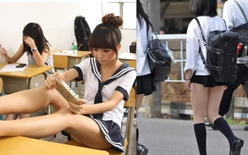           日本女高中生的裙子到底有短？這樣叫男同學怎麼專心啦！網友：傳說中的齊B？  -               