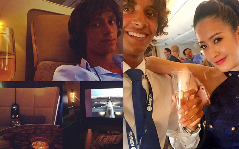 這個１９歲的男孩有著全世界最爽的工作！只要坐在飛機VIP室環遊世界，喝香檳泡空姐，月薪竟然有２２０Ｋ！