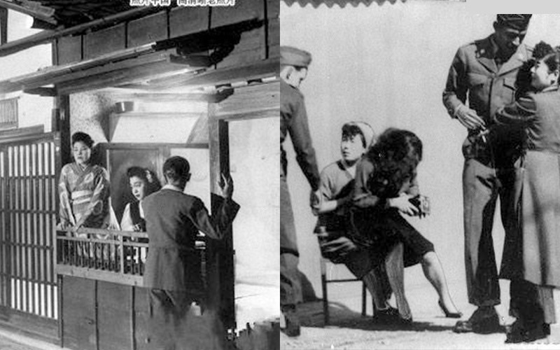           攝影師拍下1950年的日本紅燈區！日本的妓女原來是這樣當街攬嫖客的．．．竟然連外國人都不放過？！！      