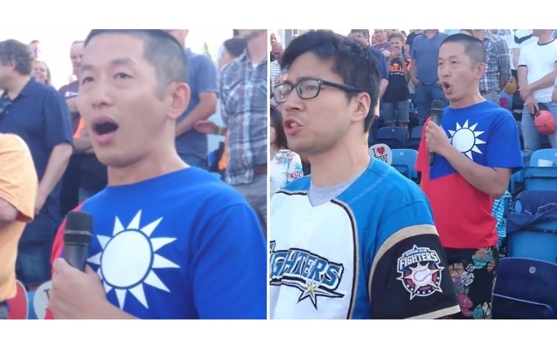 國外球場身穿「台灣國旗裝」！男子起立高唱「國歌」　高亢美聲讓全場感動鼓掌