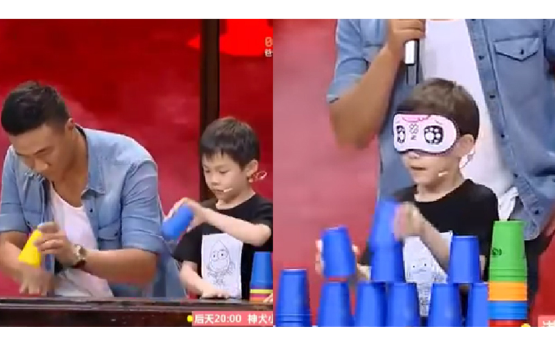 台灣7歲男童競技疊杯勇奪世界冠軍，矇眼疊杯創下神紀錄 網友讚：台灣之光！